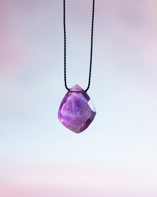 Amethyst Diamond Vegan Silk Necklace - The Healing Pear