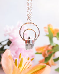 Aquamarine & Iolite Moon Bail Sterling Silver Necklace