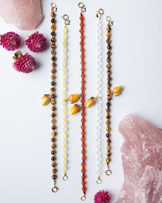 Enamel Mango & Gemstone Beaded Bracelet - The Healing Pear