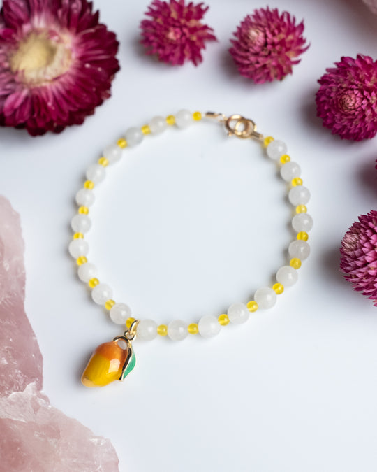 Enamel Mango & Gemstone Beaded Bracelet - The Healing Pear