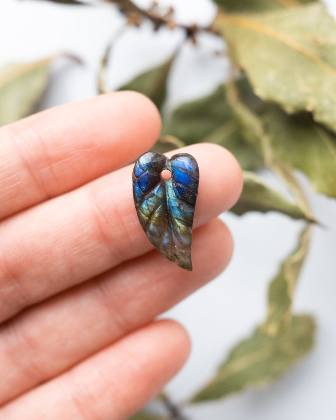 Mixed Gemstone Hand Carved Leaf Necklace - The Healing Pear