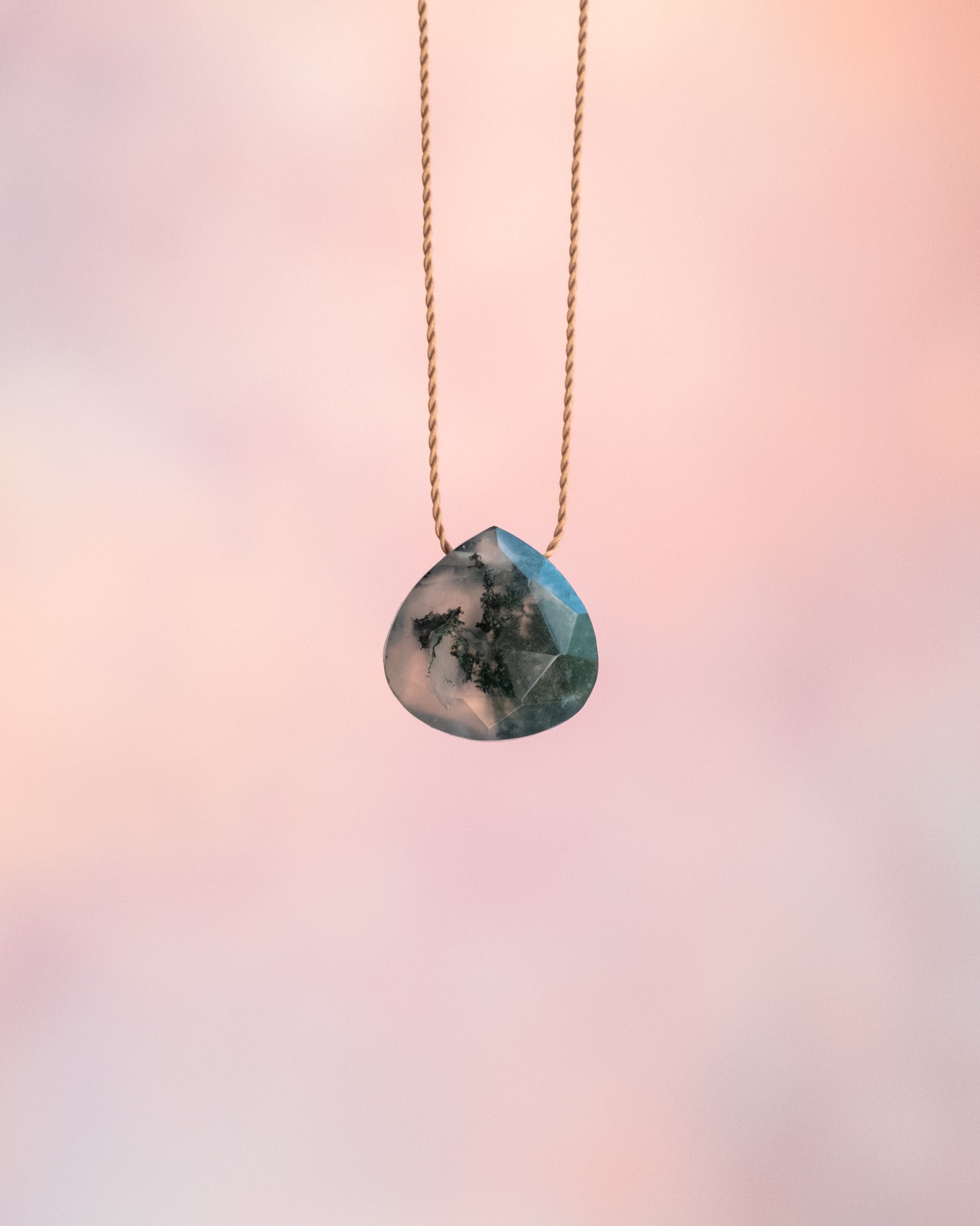 Moss Agate Vegan Silk Necklace - The Healing Pear