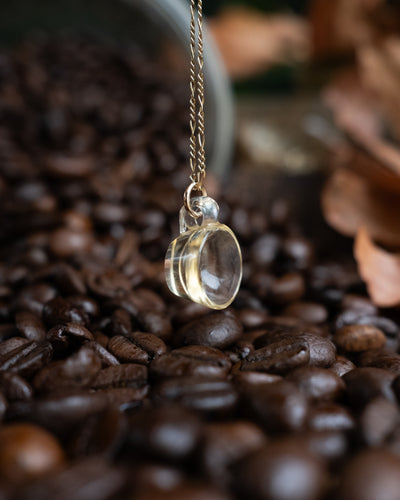 Natural Citrine Hand Carved Mug Necklace