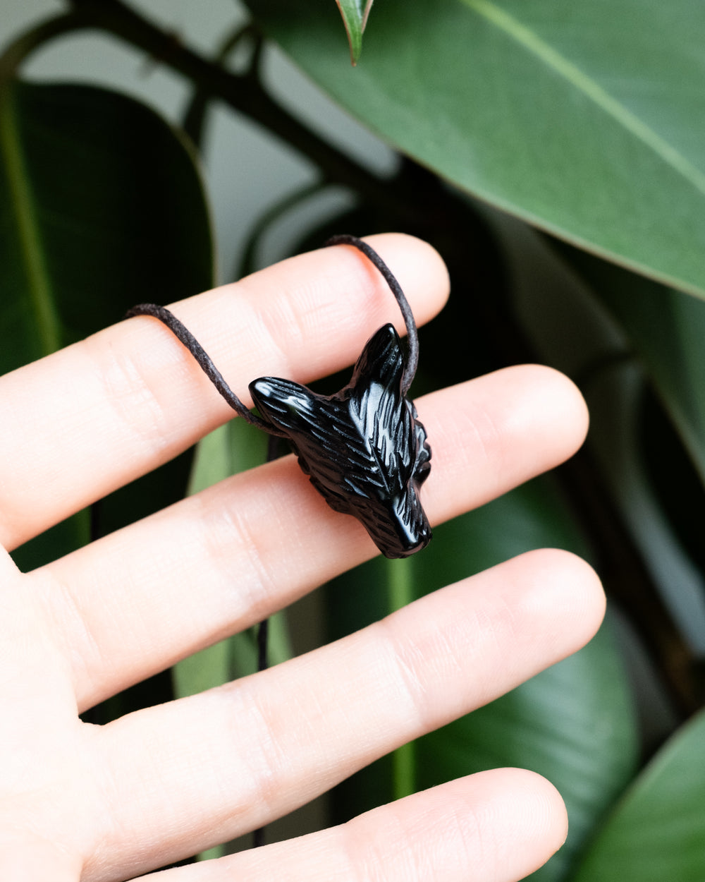 Small Obsidian Hand Carved Wolf Necklace - The Healing Pear