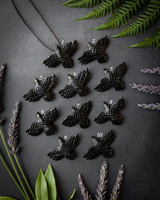 Small Obsidian Hand Carved Raven Necklace - The Healing Pear