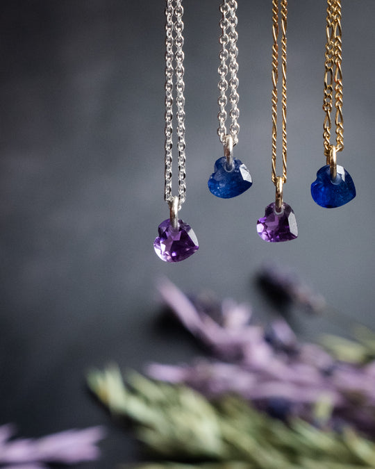 Mini Amethyst Heart Necklace - The Healing Pear