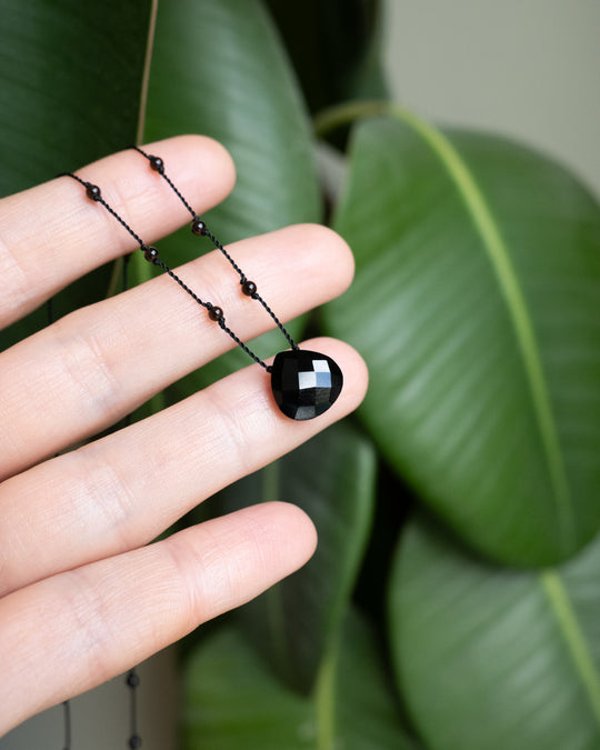 Labradorite / Amethyst / Black Onyx Hand Knotted Beaded Necklace - The Healing Pear