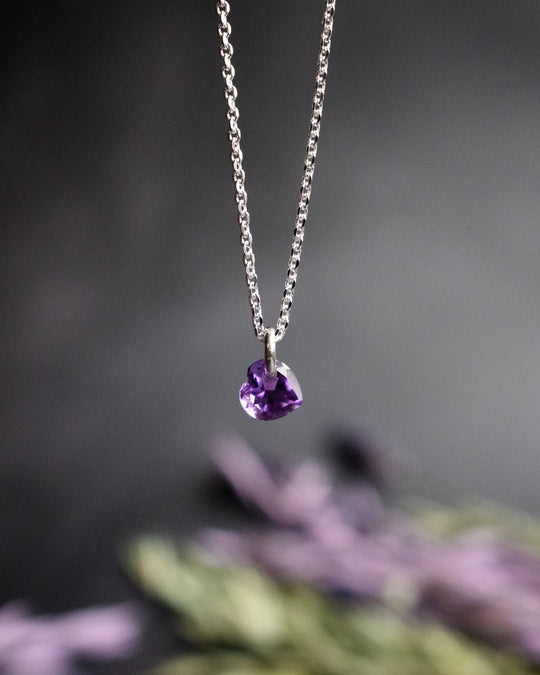 Mini Amethyst Heart Necklace - The Healing Pear