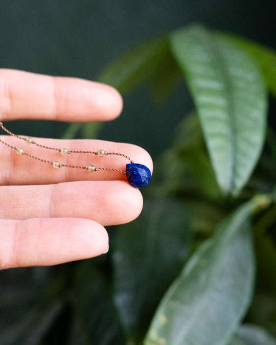 Smoky Quartz / Amethyst / Lapis Lazuli Gemstone Beaded Necklace - The Healing Pear