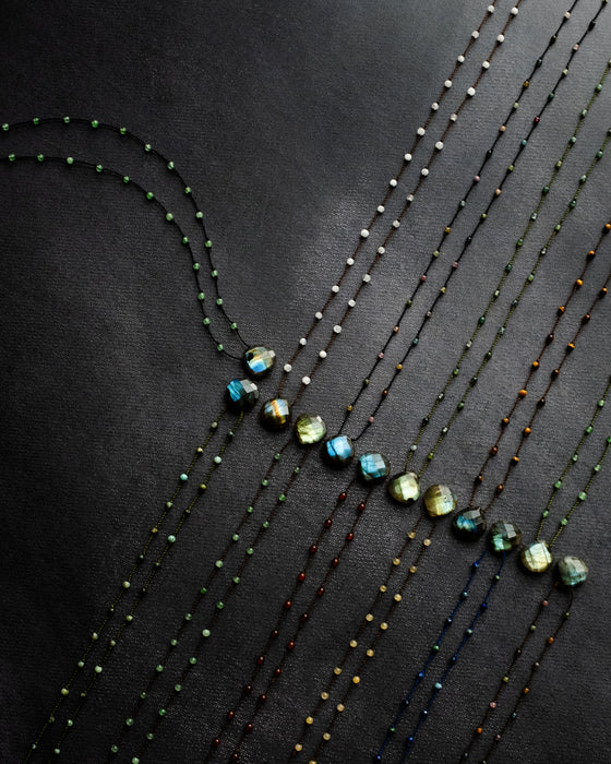 Labradorite Hand Knotted Beaded Necklace