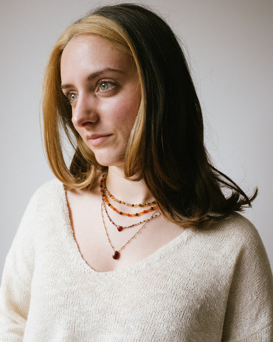Mozambique Garnet Hand Knotted Beaded Necklace - The Healing Pear