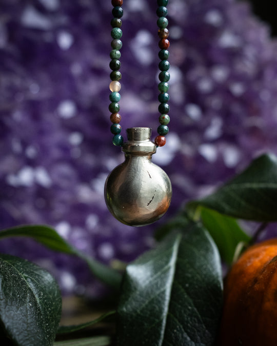 Potion for Strength & Abundance: Pyrite & Bloodstone Beaded Necklace - The Healing Pear
