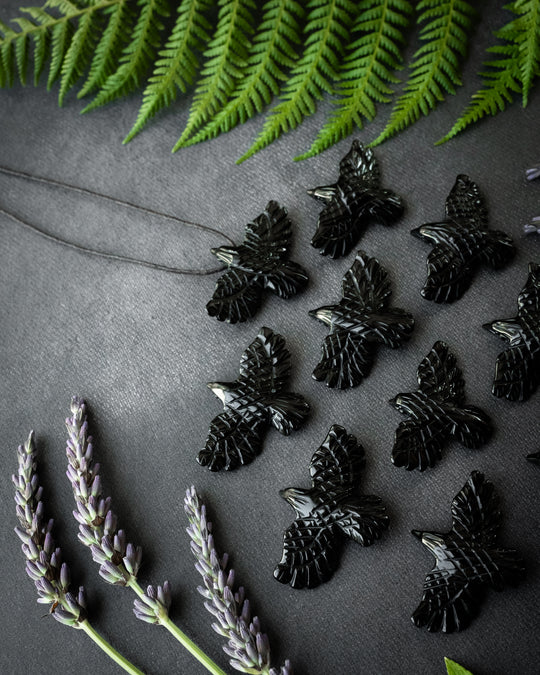 Small Obsidian Hand Carved Raven Necklace - The Healing Pear