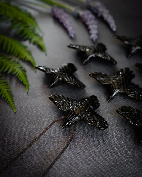 Small Obsidian Hand Carved Raven Necklace - The Healing Pear