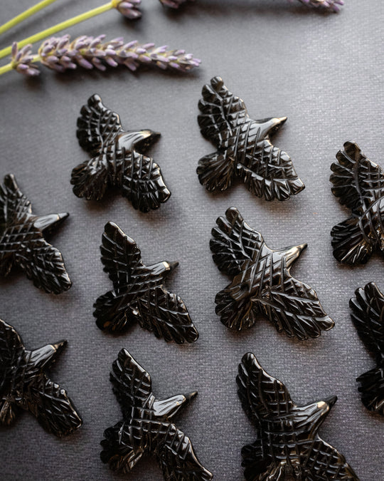 Small Obsidian Hand Carved Raven Necklace - The Healing Pear