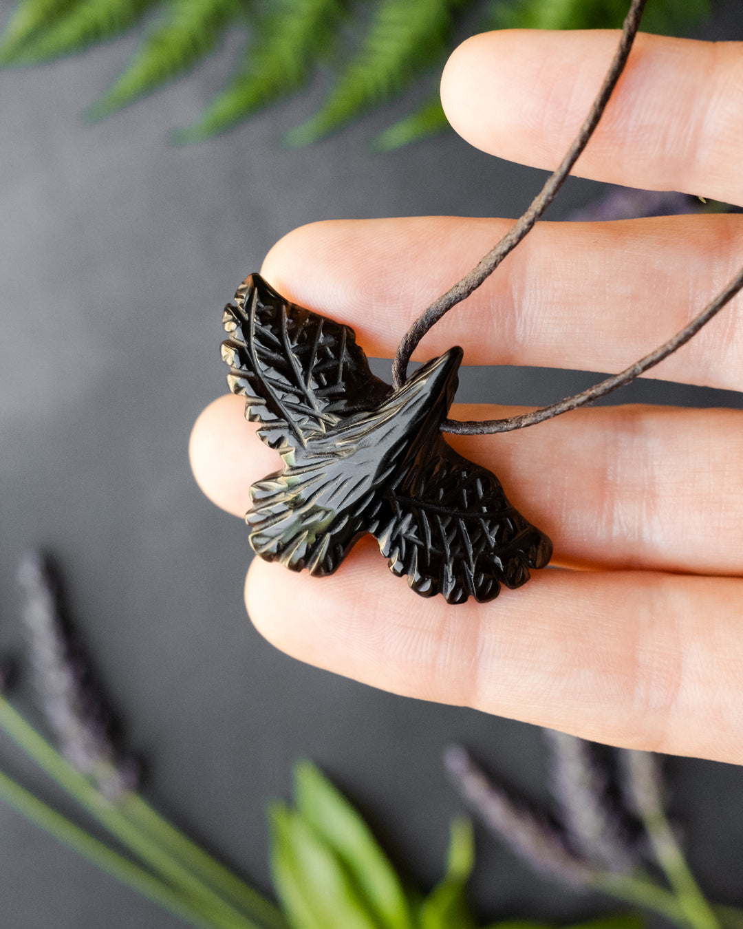 Small Obsidian Hand Carved Raven Necklace - The Healing Pear