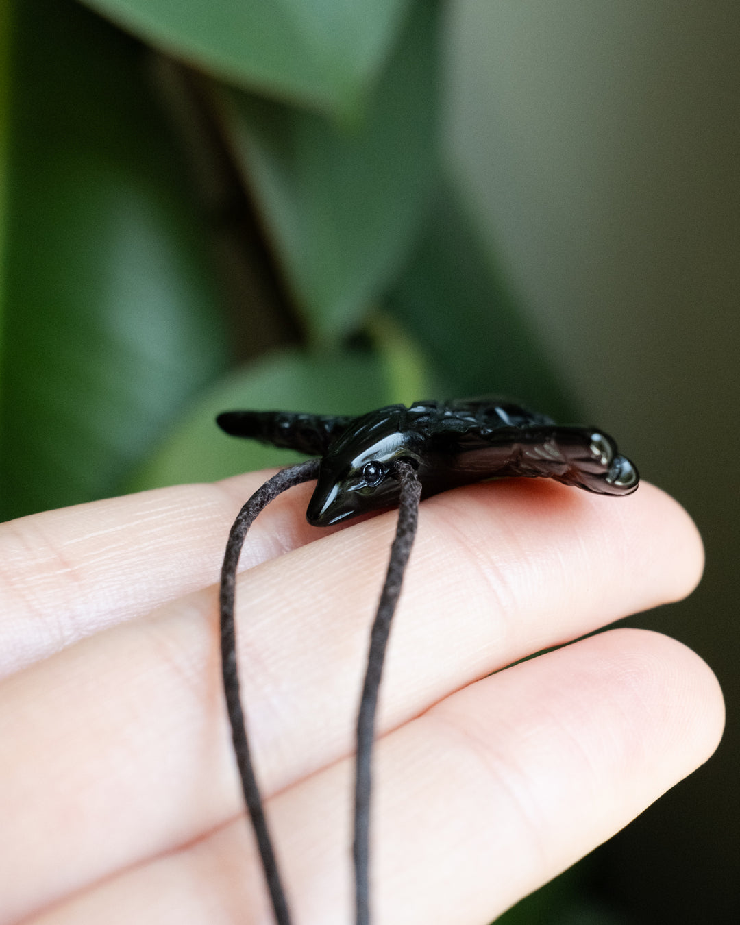 Small Obsidian Hand Carved Raven Necklace - The Healing Pear