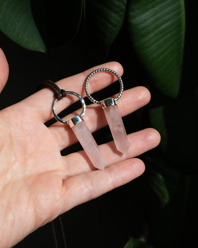 Rose Quartz Point Sterling Silver Necklace
