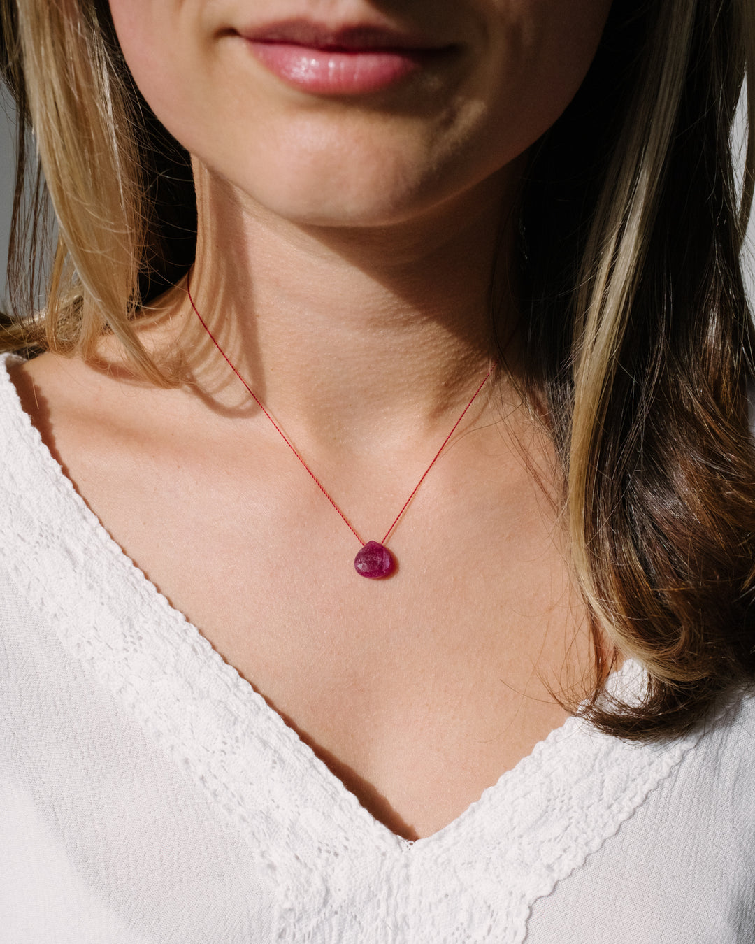 Ruby Vegan Silk Necklace - The Healing Pear
