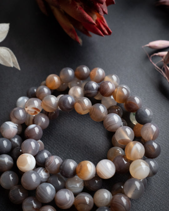 Botswana Agate Round Bead Bracelet - The Healing Pear