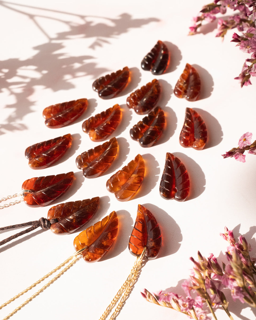 Grossular Garnet Hand Carved Leaf Necklace - The Healing Pear