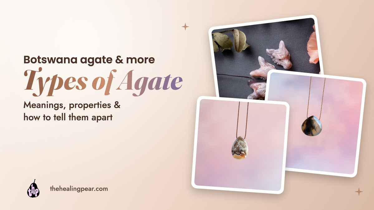 Agate jewellery in many patterns with the words Agate meaning