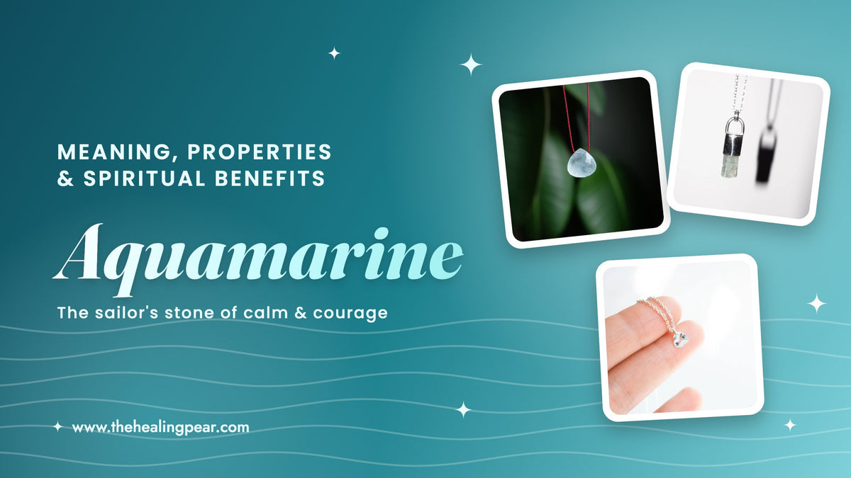 Aquamarine meaning: aquamarine silk, raw aquamarine and mini aquamarine heart necklaces