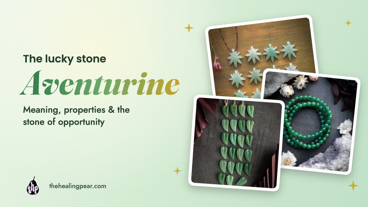 Green aventurine jewellery with the words Aventurine meaning