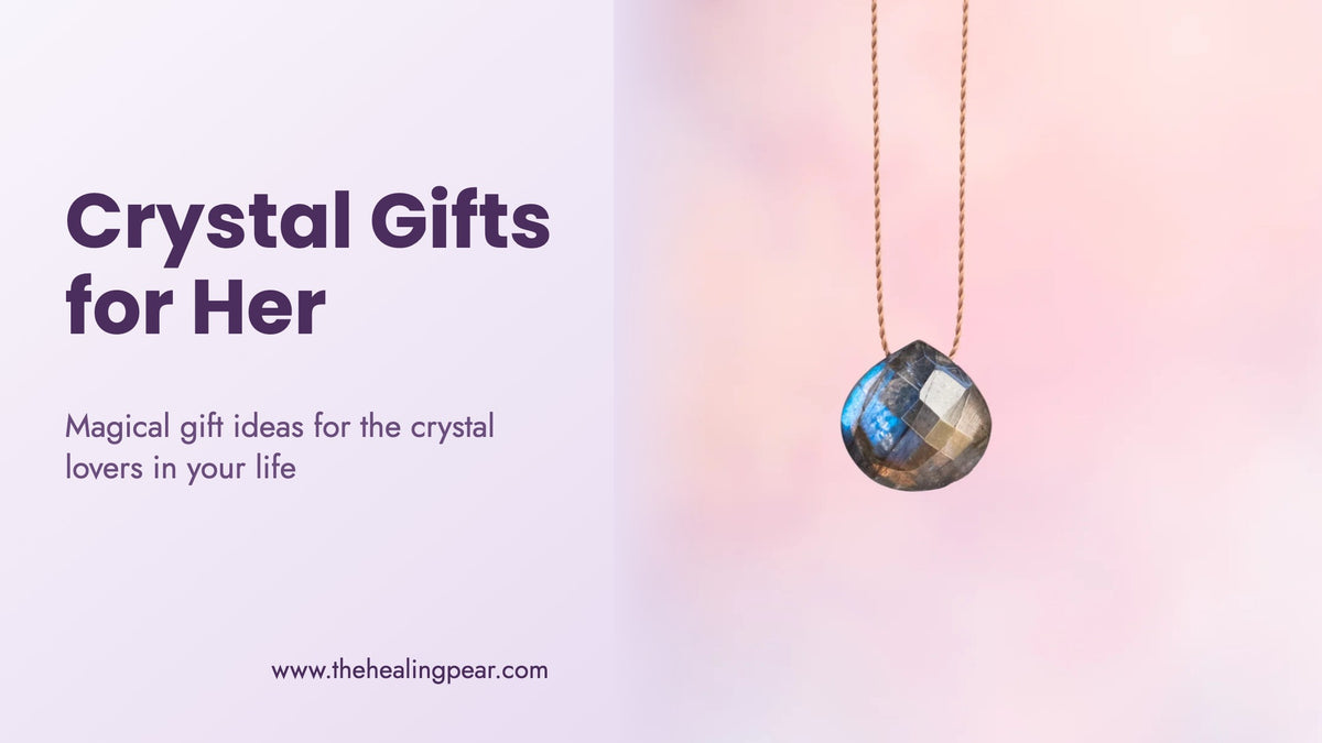 Crystal gifts for her: a labradorite vegan silk necklace