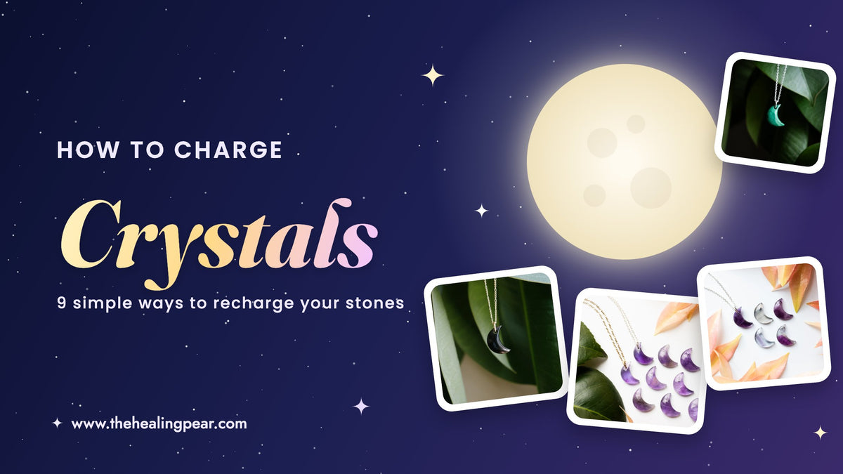 How to charge crystals: crescent moon crystal necklaces under a full moon