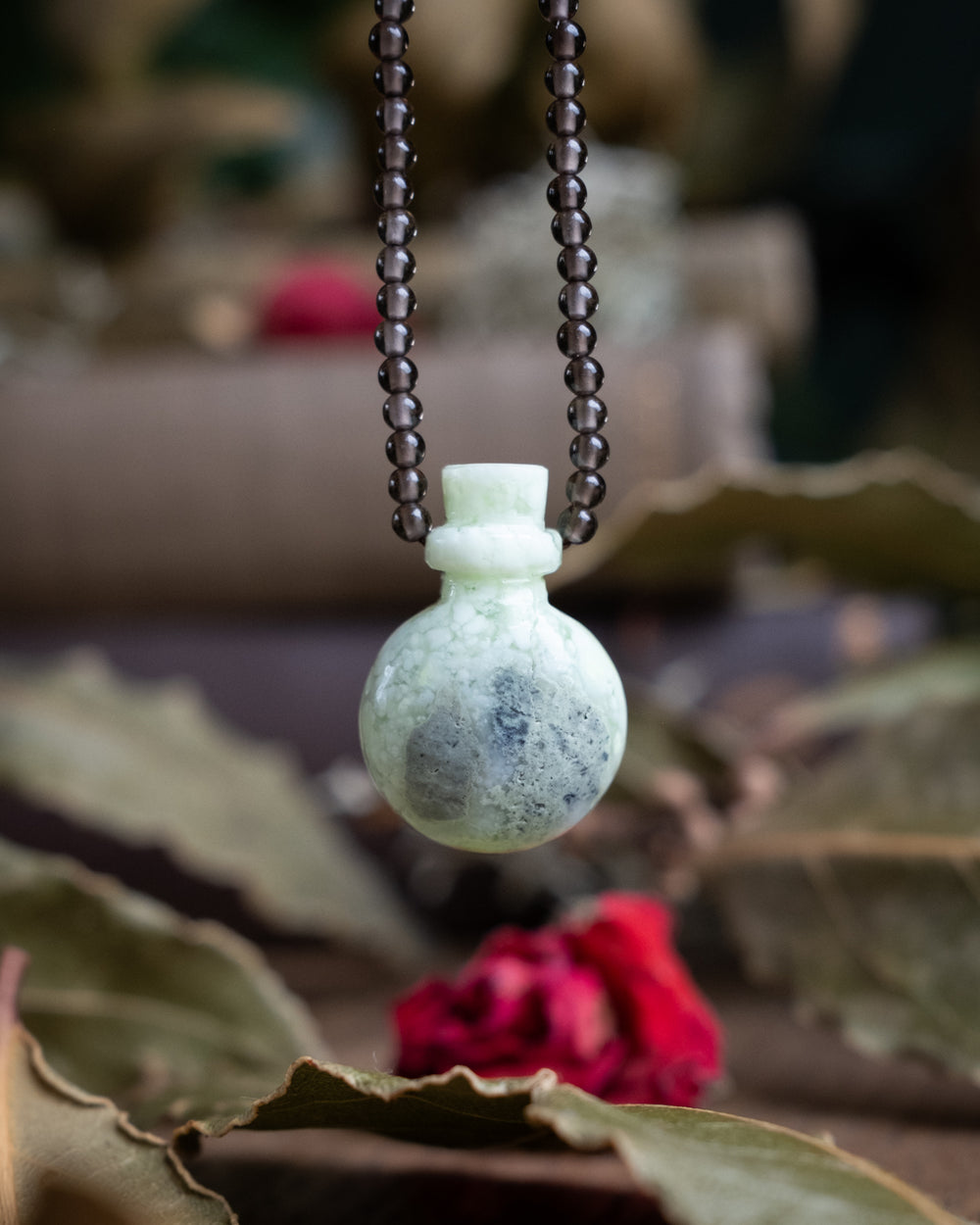 Potion for Joyful Protection: Lemon Chrysoprase & Smoky Quartz Beaded Necklace - The Healing Pear