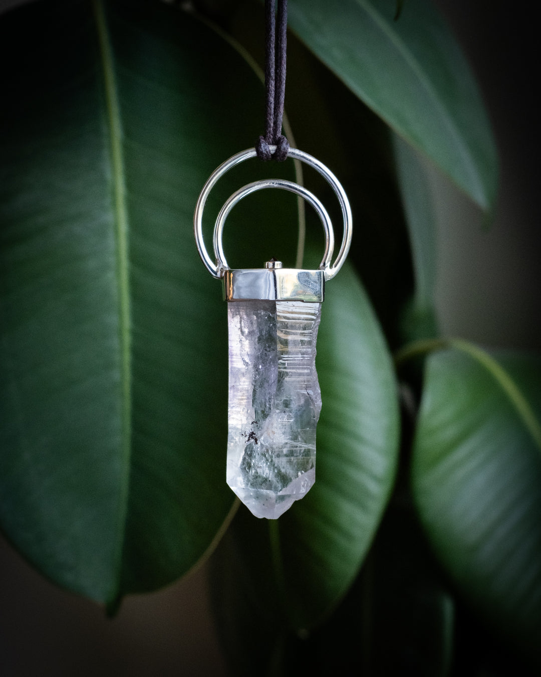 Amethyst & Garnet Moon Bail Sterling Silver Necklace - The Healing Pear