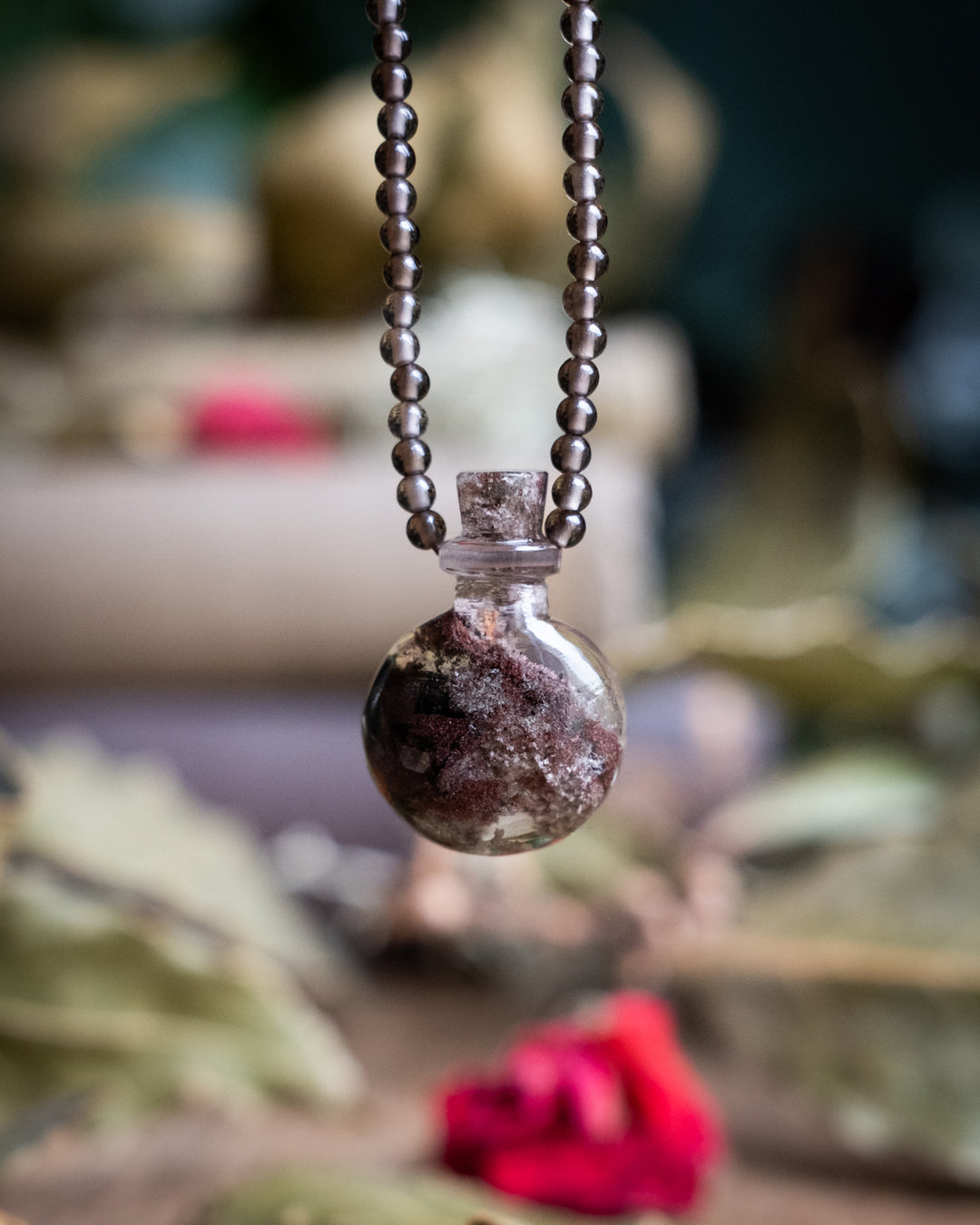 Potion for Nature's Veil: Garden Quartz & Smoky Quartz Beaded Necklace - The Healing Pear
