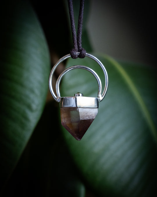 Golden Amethyst &amp; Peridot Moon Bail Sterling Silver Necklace - The Healing Pear