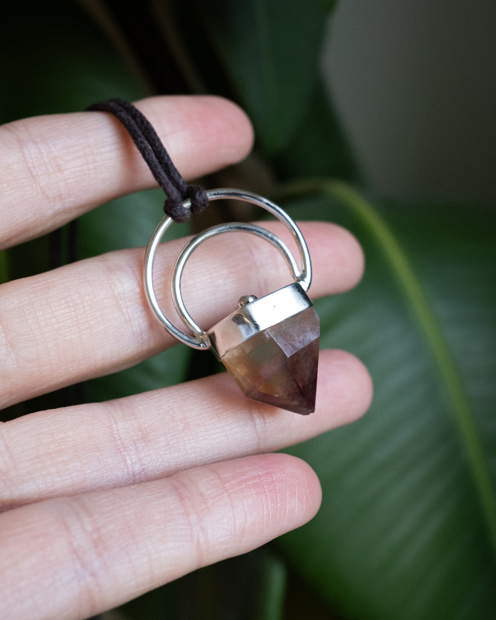 Golden Amethyst & Peridot Moon Bail Sterling Silver Necklace - The Healing Pear