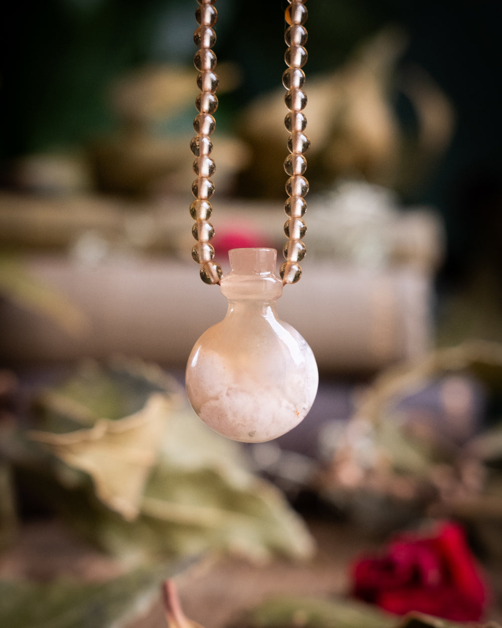 Potion for Blossoming Success: Flower Agate & Natural Citrine Beaded Necklace - The Healing Pear