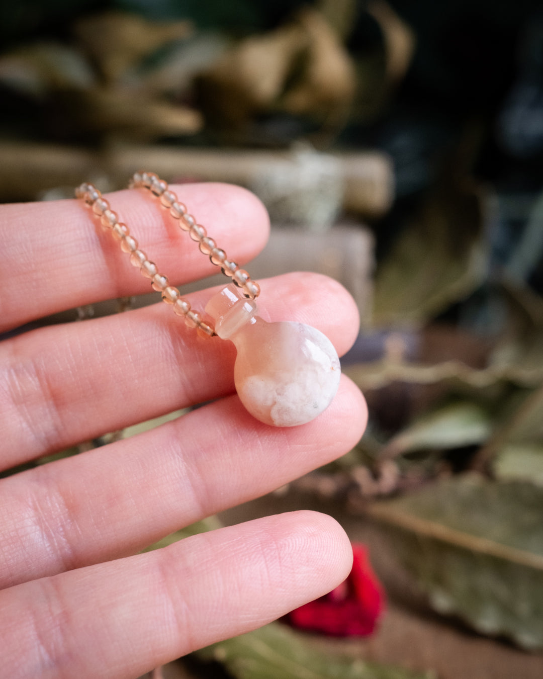 Potion for Blossoming Success: Flower Agate & Natural Citrine Beaded Necklace - The Healing Pear