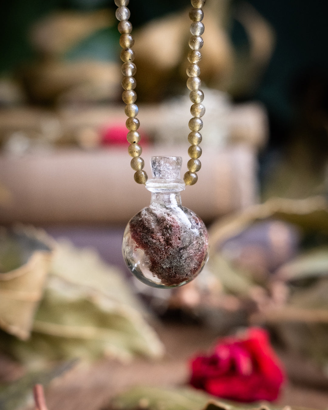 Potion for Earthly Wisdom: Garden Quartz & Green Labradorite Beaded Necklace - The Healing Pear
