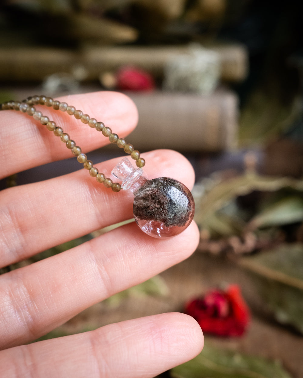 Potion for Earthly Wisdom: Garden Quartz & Green Labradorite Beaded Necklace - The Healing Pear