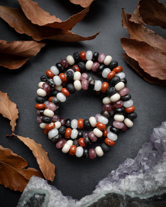 'Milk Snake' Mixed Gemstone Rondelle Bead Bracelet 8mm