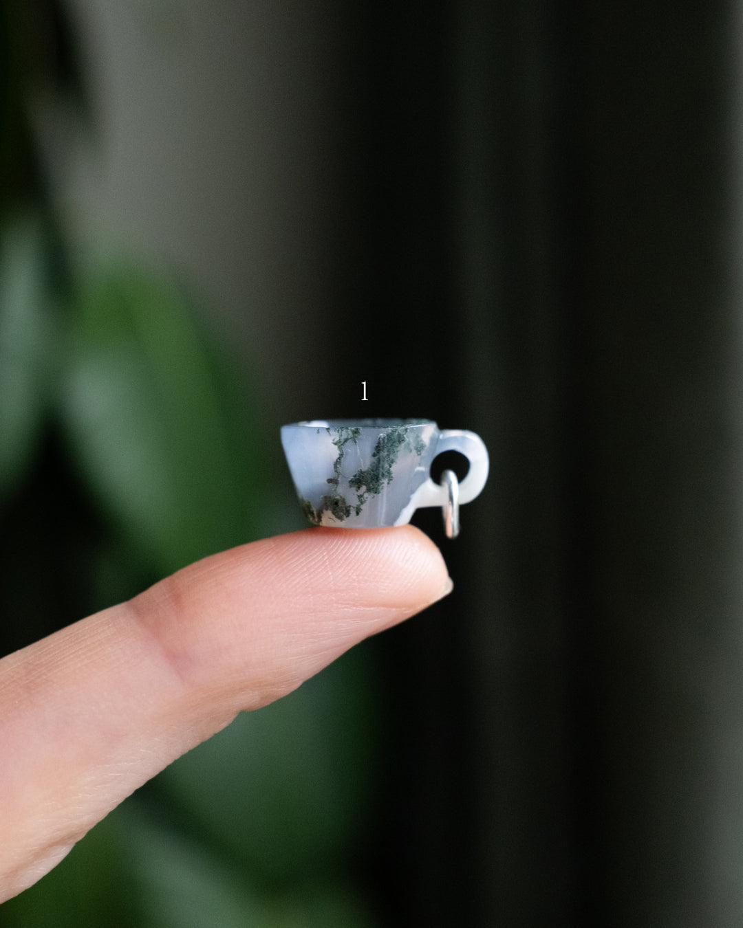 Moss Agate Hand Carved Mug Necklace - The Healing Pear