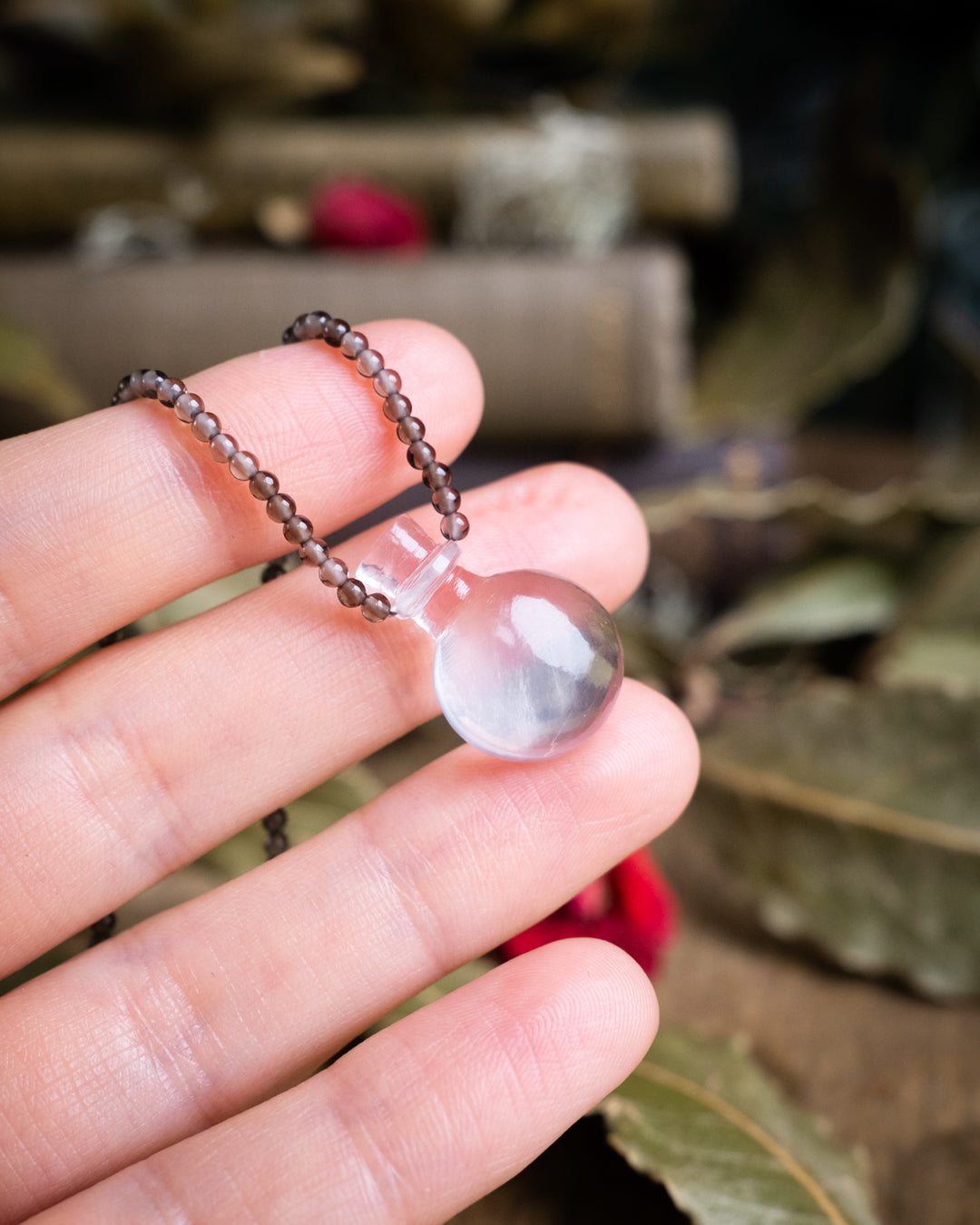 Potion for Celestial Calm: Star Rose Quartz & Smoky Quartz Beaded Necklace - The Healing Pear