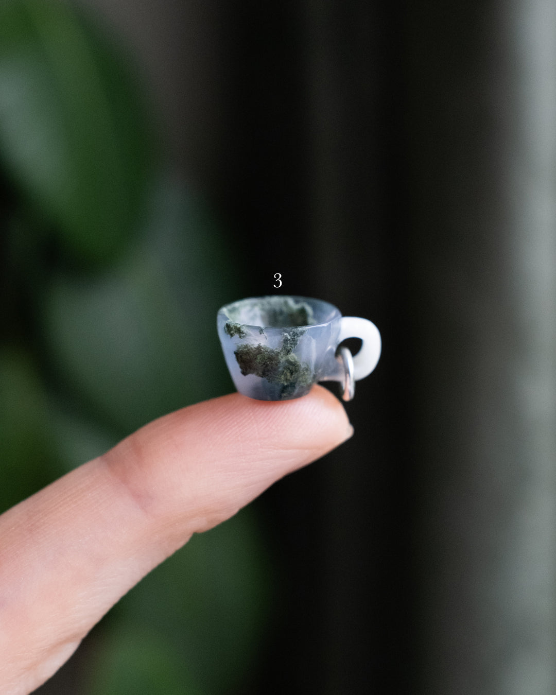 Moss Agate Hand Carved Mug Necklace - The Healing Pear