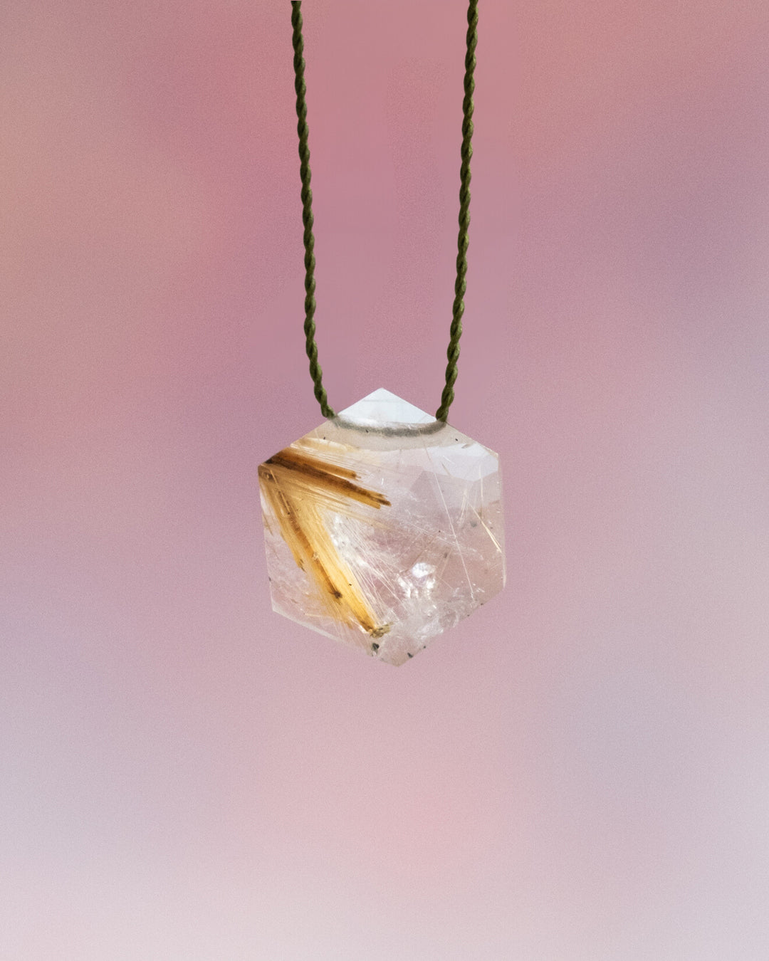 Rutilated Quartz Vegan Silk Necklace - The Healing Pear