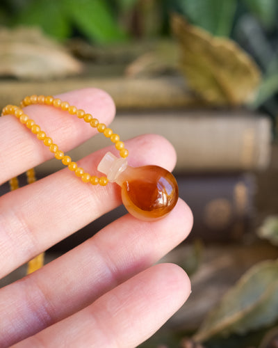Potion for Empowering Optimism: Carnelian & Yellow Jade Beaded Necklace