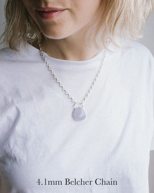 Blue Chalcedony Pebble Sterling Silver Necklace - The Healing Pear