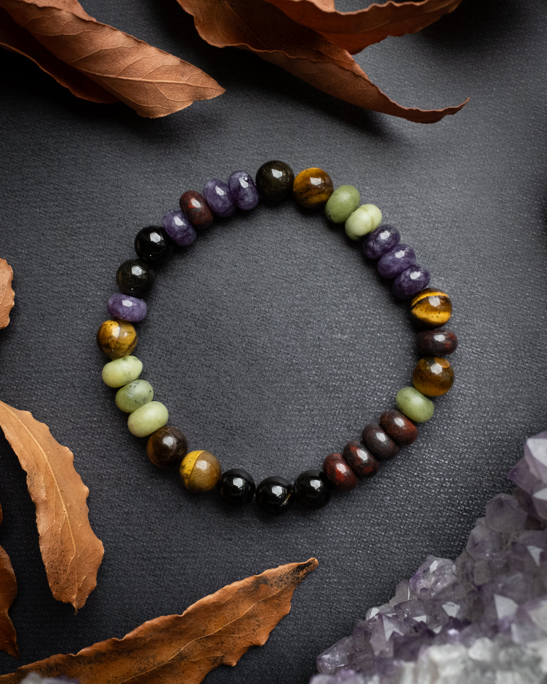 Mixed Gemstone Beaded Bracelet 8mm