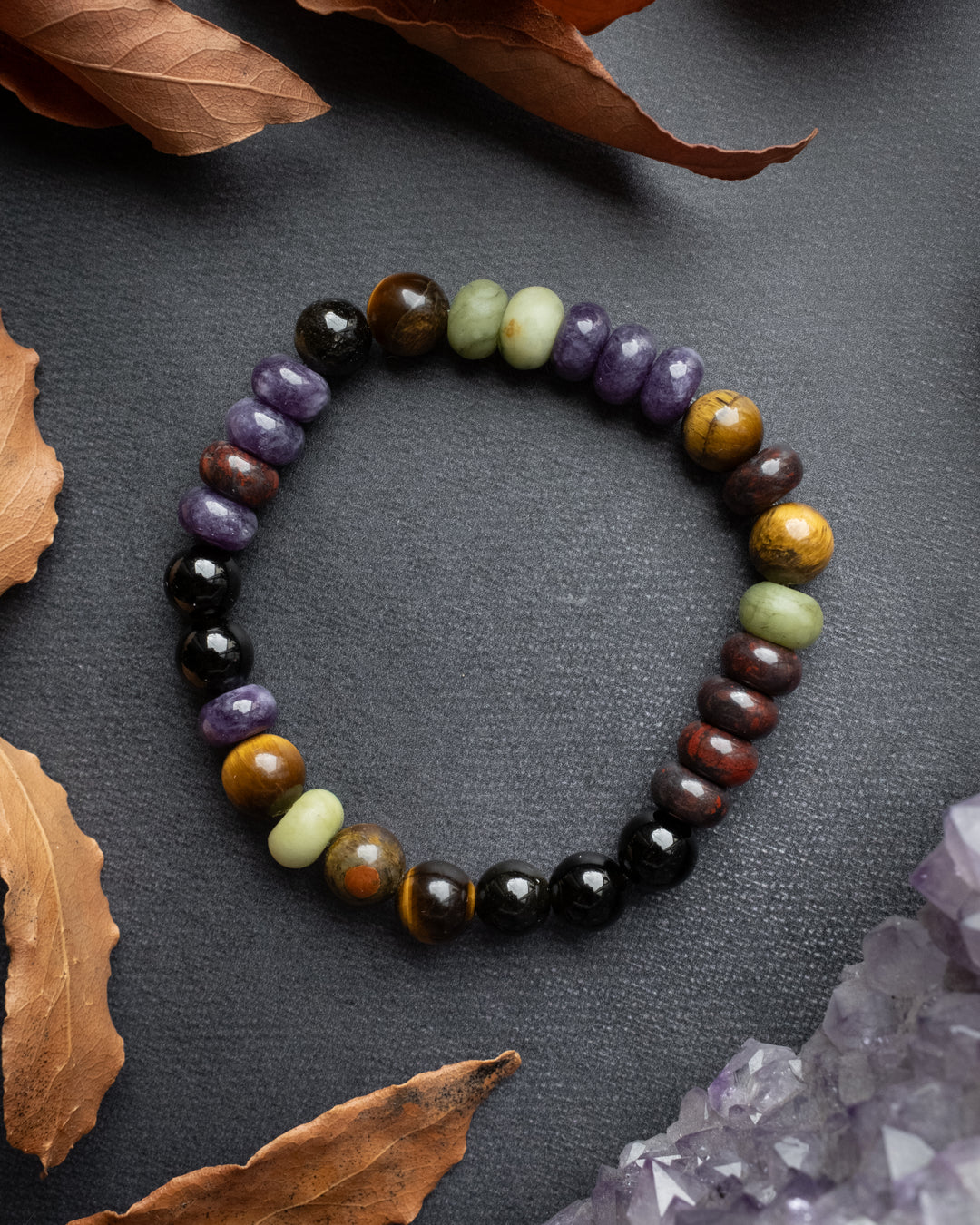 Mixed Gemstone Beaded Bracelet 8mm