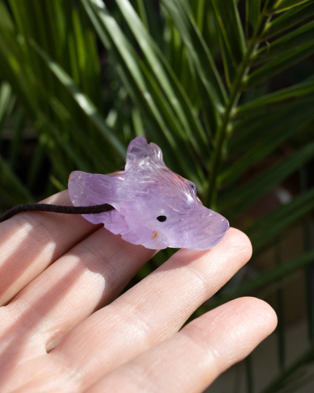 Ametrine Hand Carved Wolf Necklace