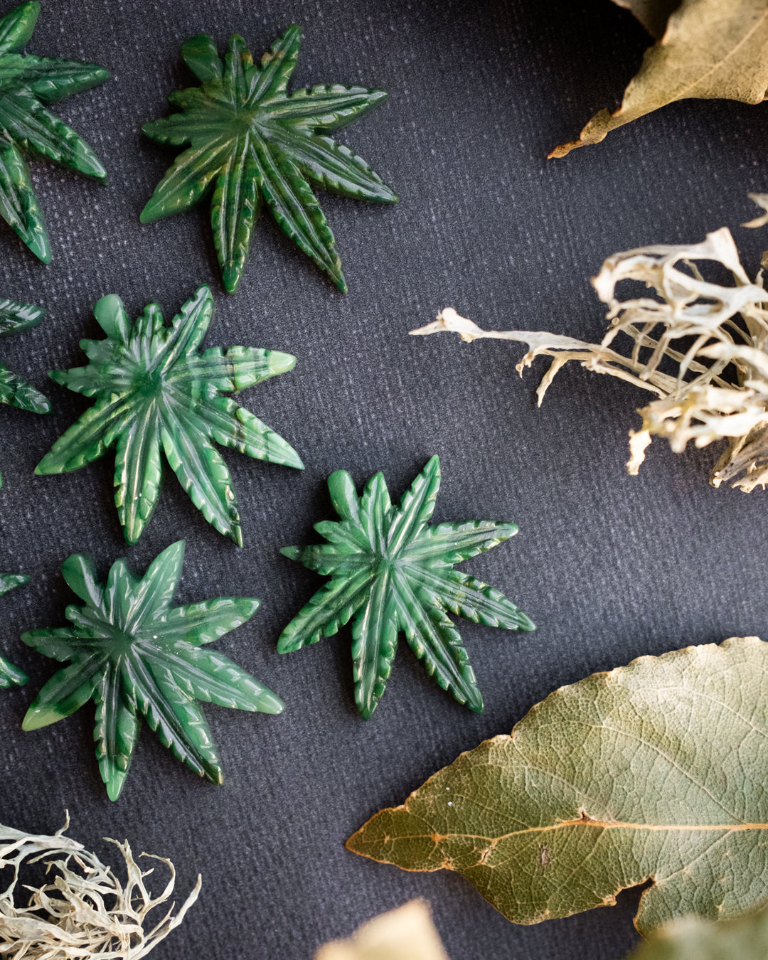 African Jade Hand Carved Hemp Leaf Necklace - The Healing Pear